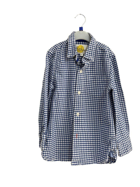 Preloved Boden - Blue White Check Gingham Long-sleeved Button Down Shirt (6-7y)