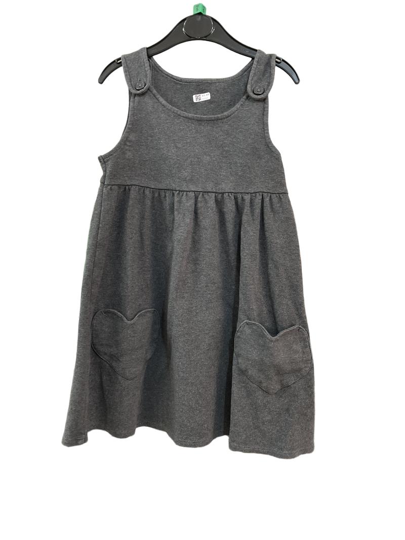 Preloved Marks & Spencer - Gray School Pinafore With Heart Pockets (5-6y)