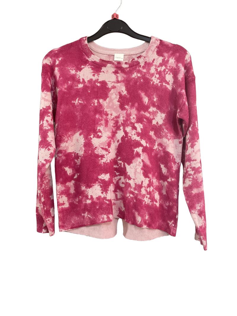 Preloved Next - Pink And White Pattern Knit Jumper. (10y, 10-11y)