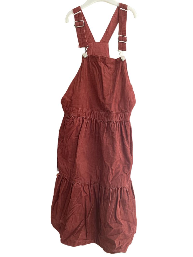 Preloved H&M - Burgundy Corduroy Overall Dress  (9-10y)