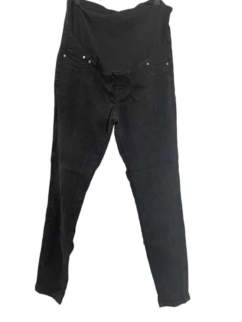 Preloved Unknown Brand - Black Super Skinny Jeans Over Bump Band. (Large)