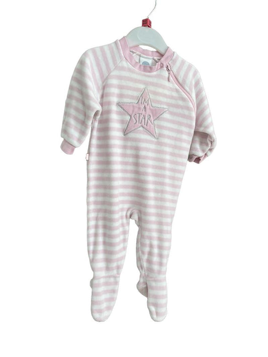 Preloved Sanetta - Pink / White I'm A Star Sleepsuit (0-3m) - Onesie