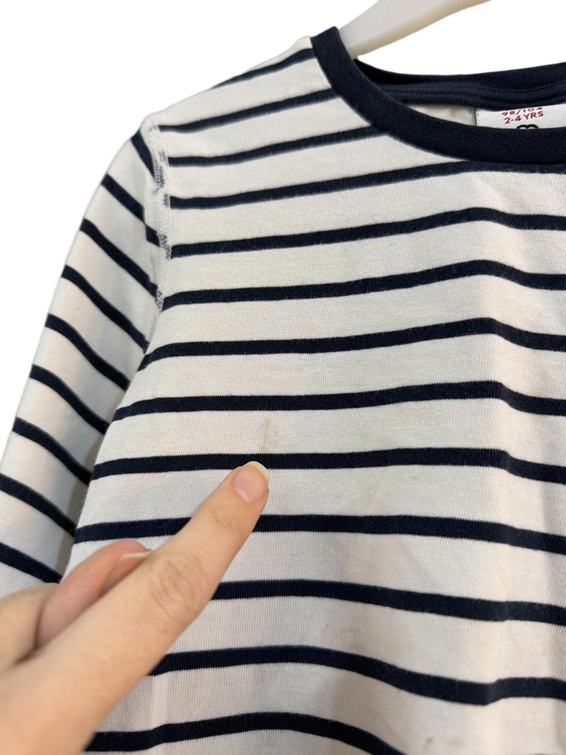 Preloved Polarn O. Pyret - Navy White Stripe Long-sleeved Top (2-3y, 3-4y)