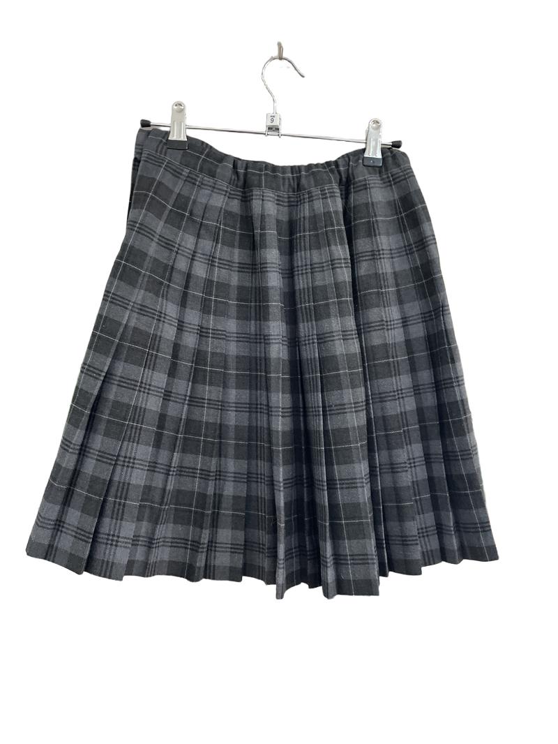 Preloved Schoolblazer - Gray Plaid Tartan School Uniform Skirt, W 26", L 20", Used By Stephen Perse (9-10y)
