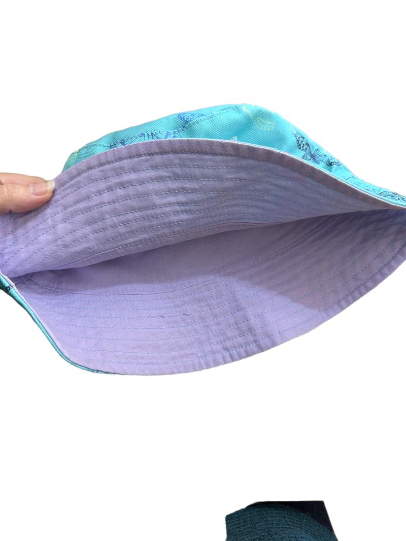 Preloved Marks & Spencer - Purple/Turquoise Butterfly Reversible Bucket Hat (10-11y, 11-12y, 12-13y)