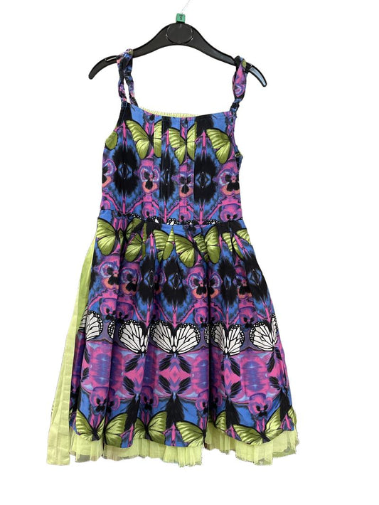 Preloved Autograph - Dress - Pink Blue Neon Yellow Black Butterfly Strap Dress (5-6y)