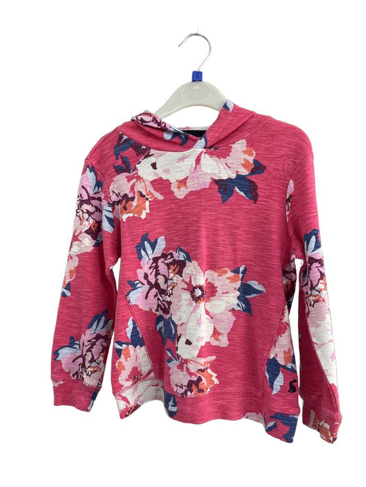 Preloved Joules - Pink Floral Long-sleeved Hoodie Top (6-7y)