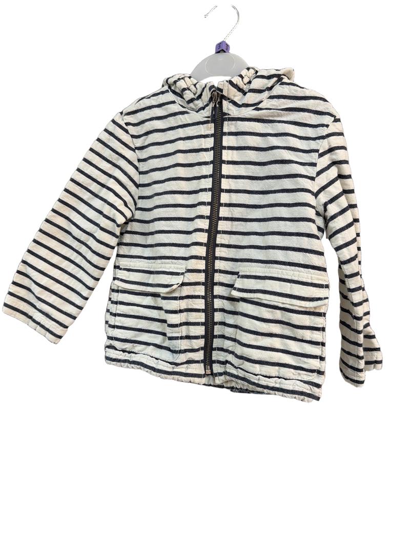 Preloved Zara - Navy White Zip Canvas Hoodie (3-4y)