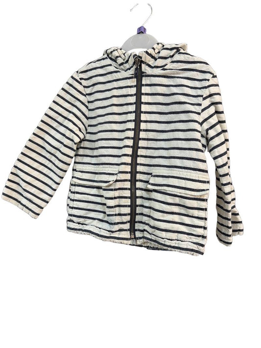 Preloved Zara - Navy White Zip Canvas Hoodie (3-4y)