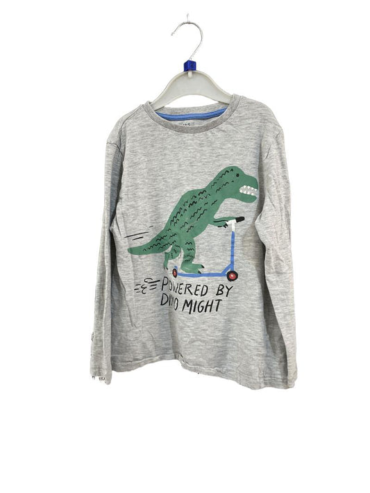 Preloved Marks & Spencer - Gray Powered By Dino Might Dinosaur Long-sleeved T Shirt (6-7y)