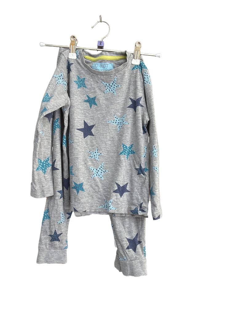 Preloved Marks & Spencer - Gray Blue Star Print Long-sleeved Pyjama Set (3-4y)