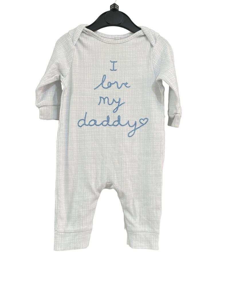 Preloved Bluezoo - Blue Footless Sleepsuit, I Love My Daddy. (3-6m)