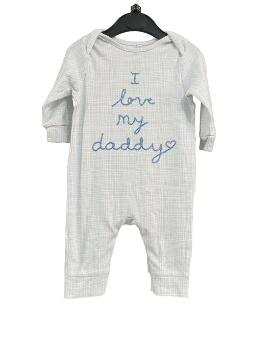 Preloved Bluezoo - Blue Footless Sleepsuit, I Love My Daddy. (3-6m)