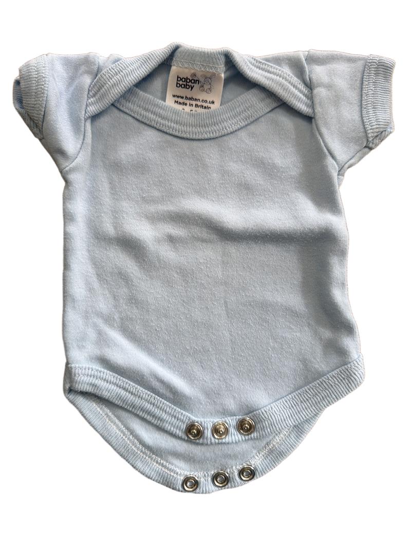 Preloved Baban Baby - Light Blue Short-sleeved Bodysuit, 3-5 Lb (tiny!) (Preemie)