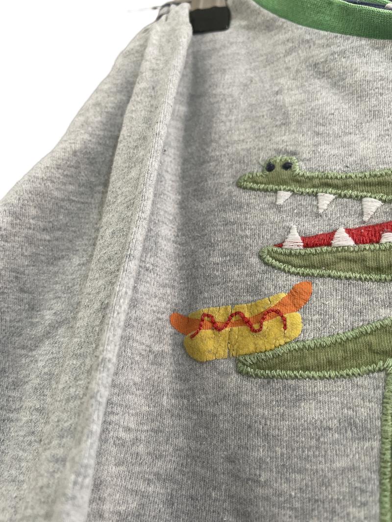 Preloved John Lewis - Pyjamas Crocodile Hot Dog Long Sleeve Top With Navy Stripe Trousers. (5y)