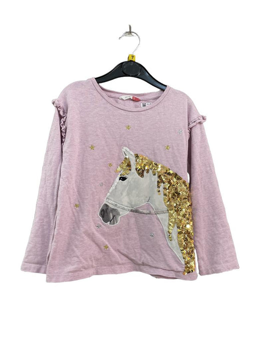 Preloved John Lewis - Pink Sequin Horse Long-sleeved Top (7-8y)