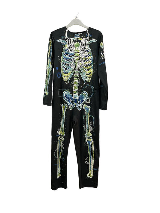 Preloved F&F - Black Skeleton Onesie Costume (9-10y)