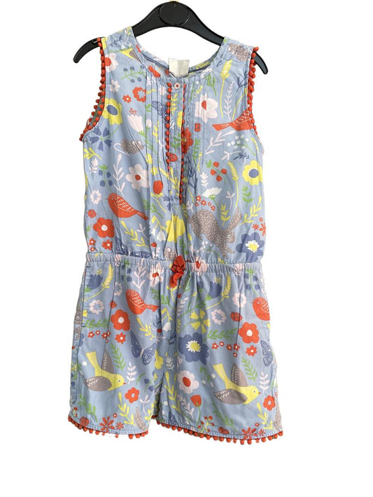 Preloved Mini Boden - Blue Floral Woodland Sleeveless Shorts Jumpsuit (7-8y) - Outfit