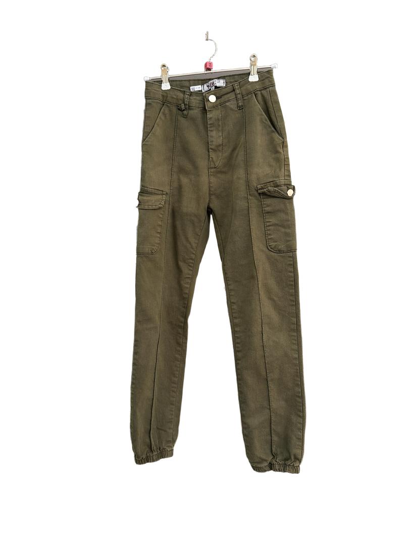 Preloved Portobello Punk - Olive Green Cargo Trousers (10-11y)