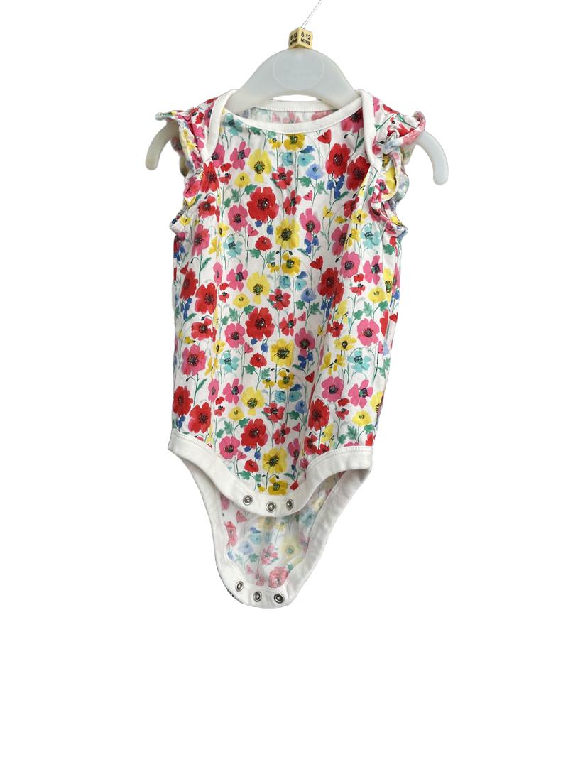 Preloved Baby Gap - Floral Print Ruffle Sleeve Onesie (6-12m)