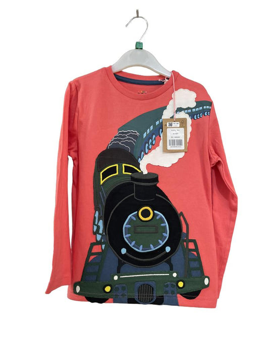 Preloved Mini Boden - Red Train Applique Long-sleeved T Shirt (5-6y)