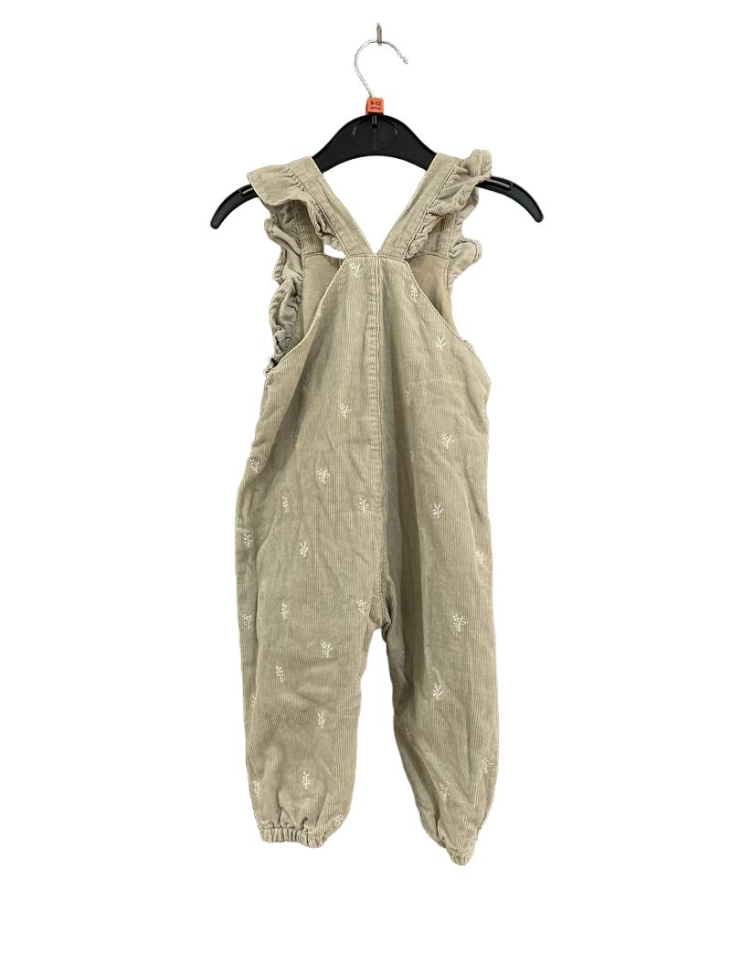 Preloved Zara Kids - Beige Corduroy Ruffle Dungarees (9-12m)