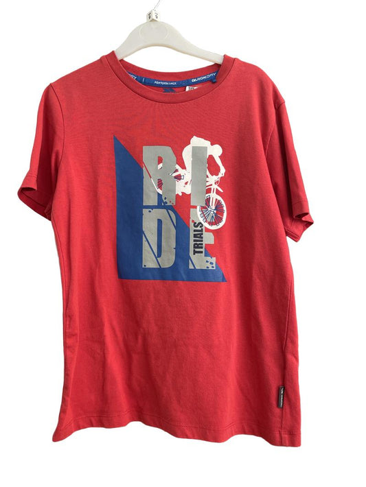 Preloved Trespass - Red RIDE Bicycle Short-sleeved T Shirt (9-10y) - Top