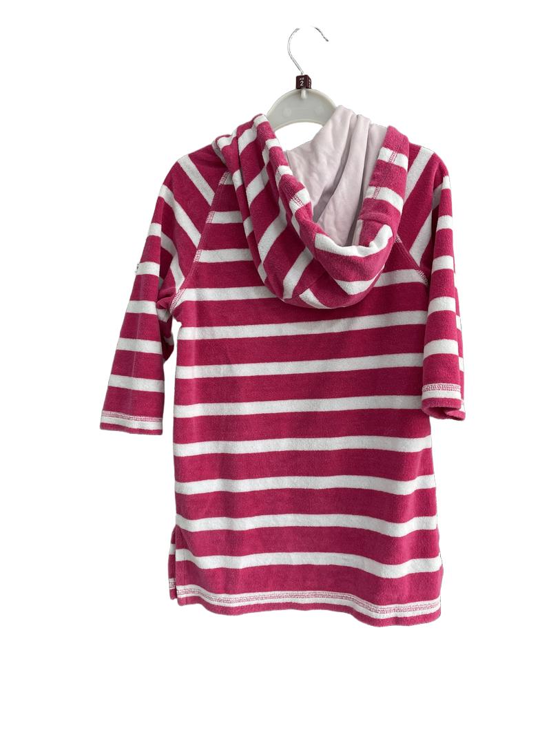 Preloved Jojo Maman Bebe - Pink White Stripe Toweling Robe (2-3y)