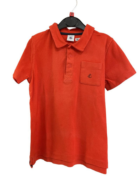 Preloved Petit Bateau - Red Snap Button Polo Shirt (8-9y) - Top