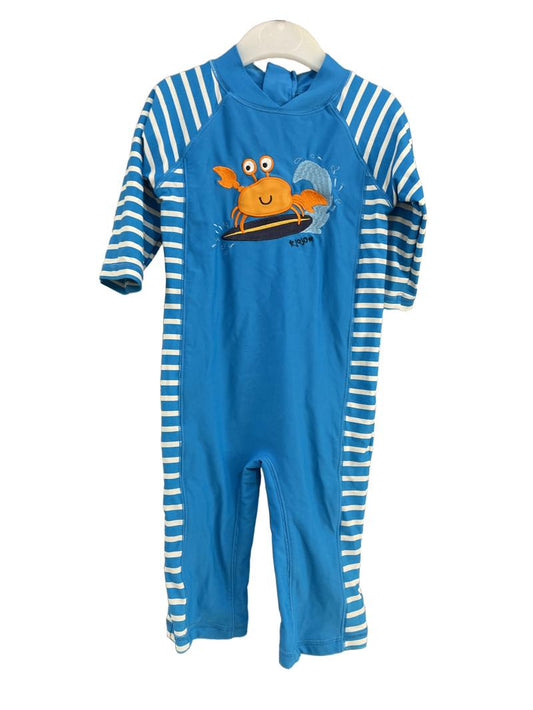 Preloved Jojo Maman Bebe - Blue Crab Sun Protection Swim Suit (12-18m, 18-24m)