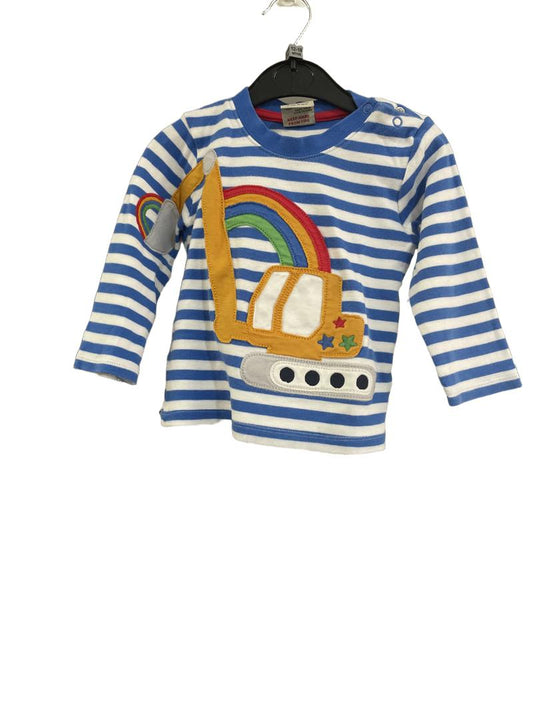 Preloved Frugi - Blue Stripe Rainbow Excavator Top. (12-18m)