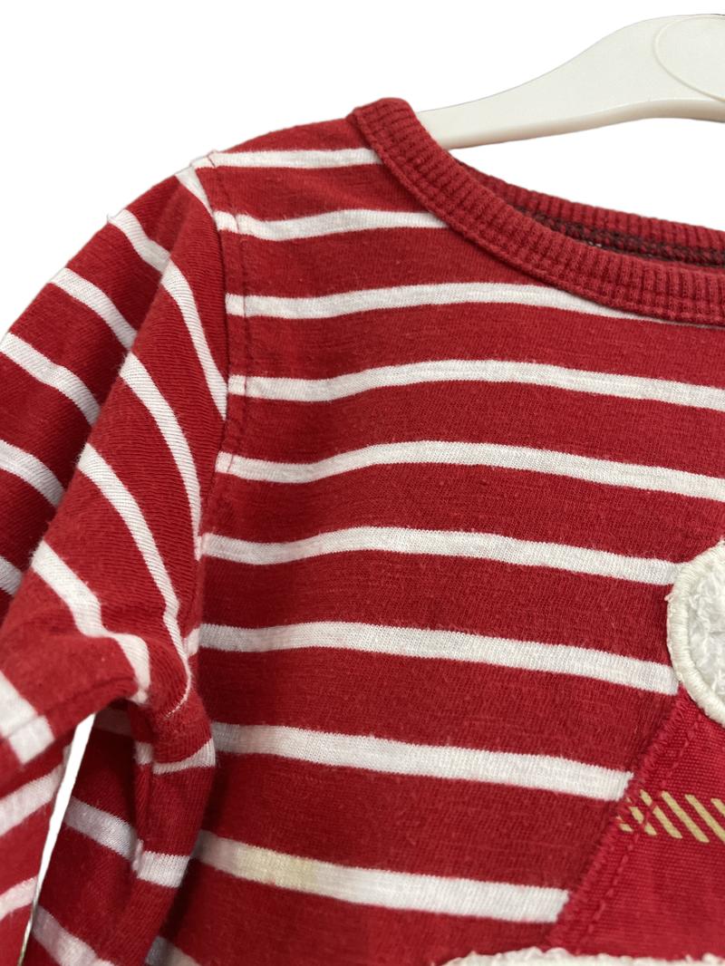 Preloved Next - Red White Stripe Santa Christmas Long-sleeved T Shirt (12-18m)