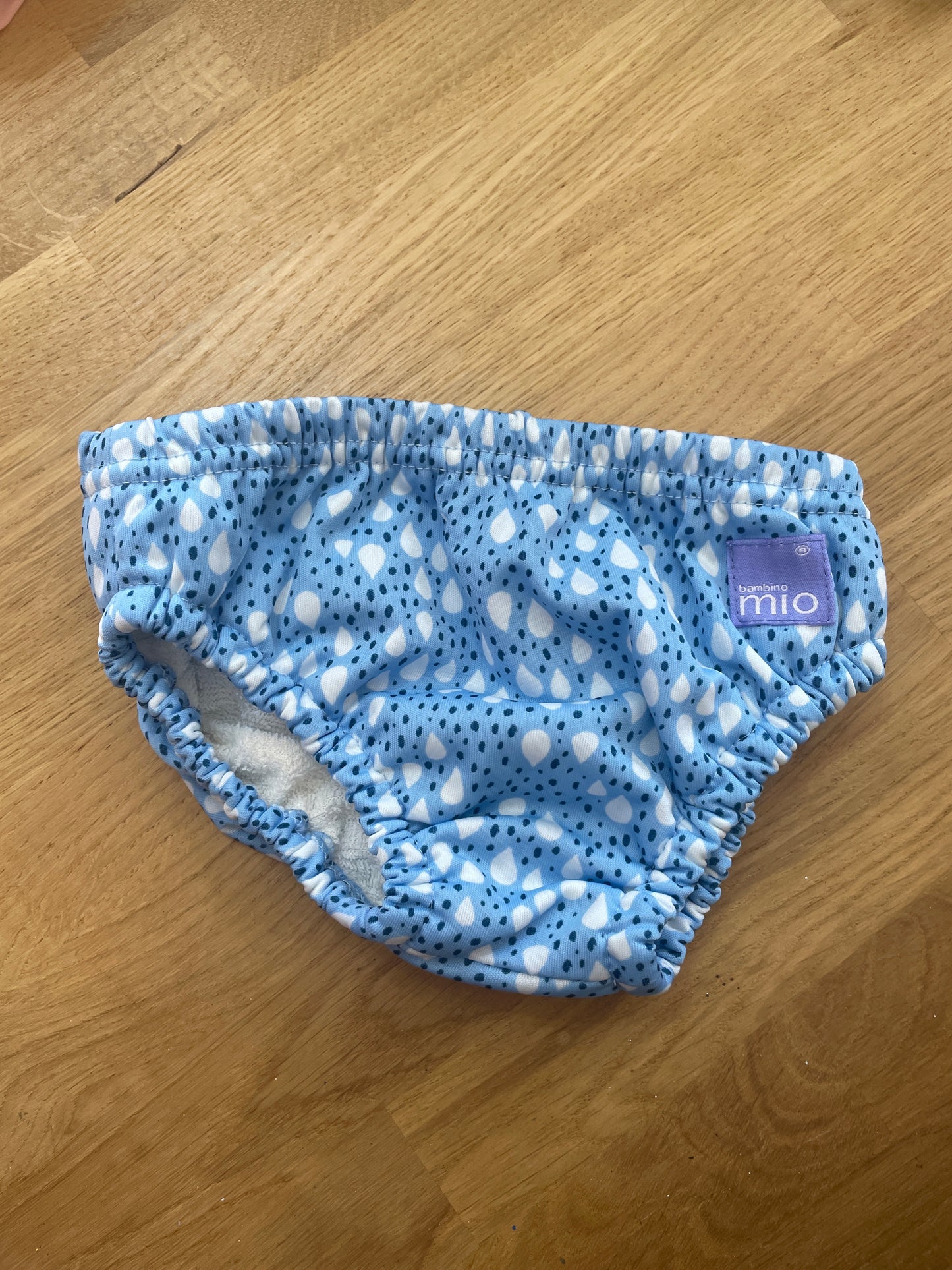 Preloved Bambino Mio - Accessories - Blue Water Drop Pattern Terry Cloth Lined Swim Diaper 12-15kg