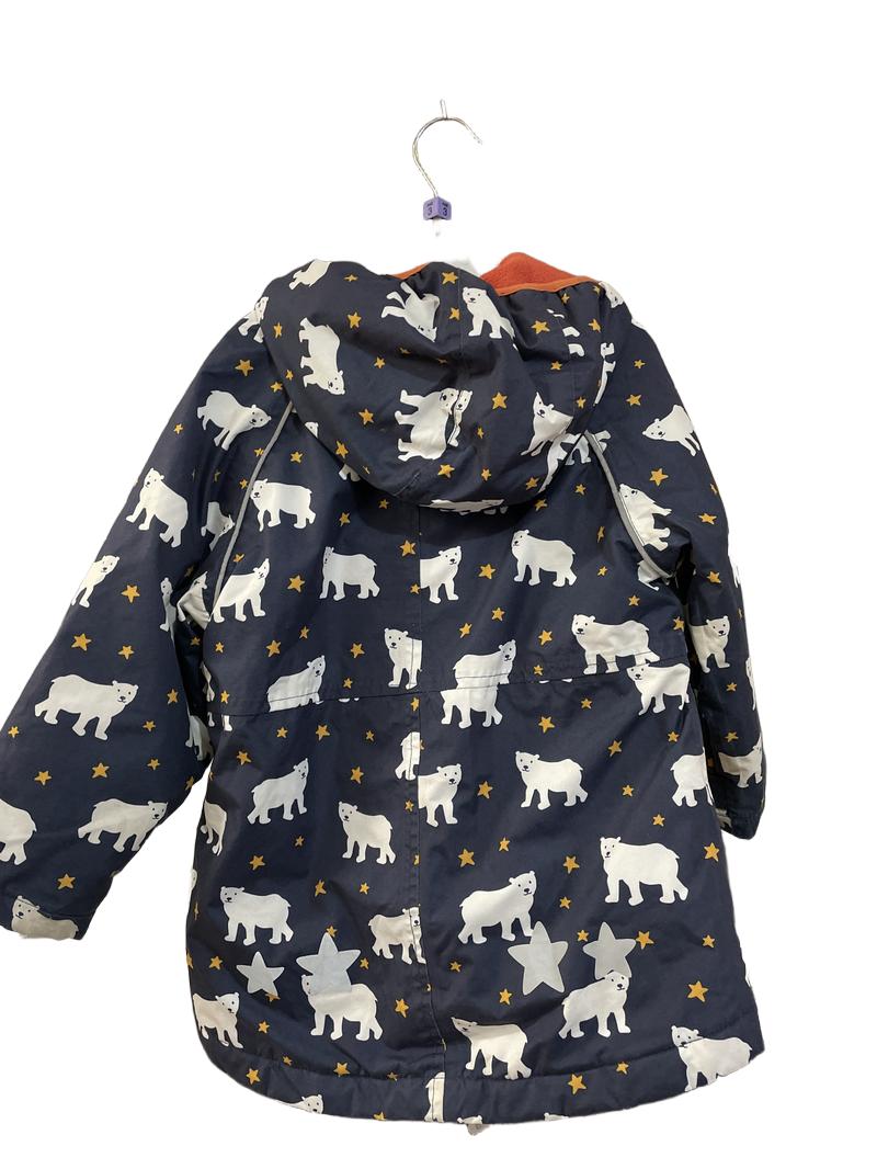 Preloved Frugi - Jacket - Navy Polar Bear Star Zip Jacket With Hood (3-4y)