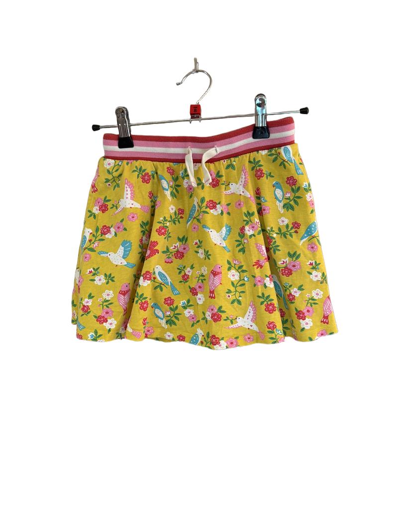 Preloved Mini Boden - Yellow Bird Floral Print Mini Skirt/skort With Shorts (8-9y)