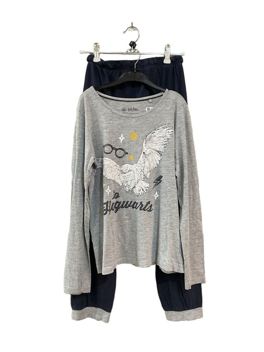 Preloved Unknown Brand - Gray Navy Harry Potter Long-sleeved Pyjama Set, 146-152 Cm (11-12y)