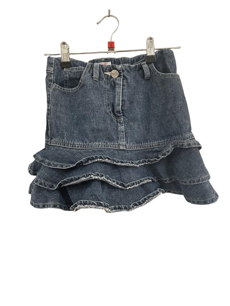 Preloved Laura Biagiotti - Denim Blue Skirt With Layered Ruffles. (8y)