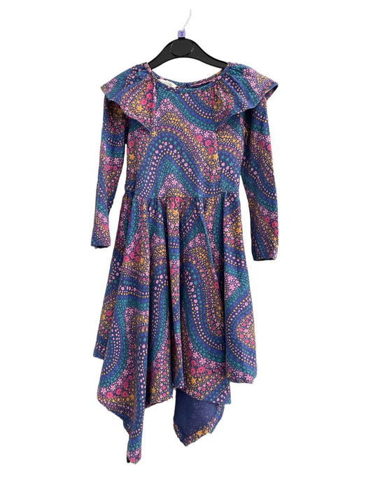 Preloved Monsoon - Multicolour Floral Stripe Print Long-sleeved Dress (3-4y)