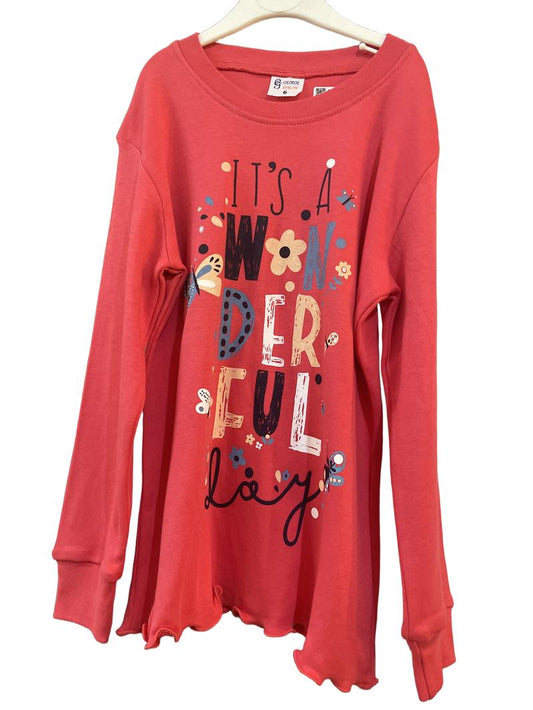 Preloved George Evelyn - Red It's A Wonderful Day Long-sleeved Shirt (6-7y)