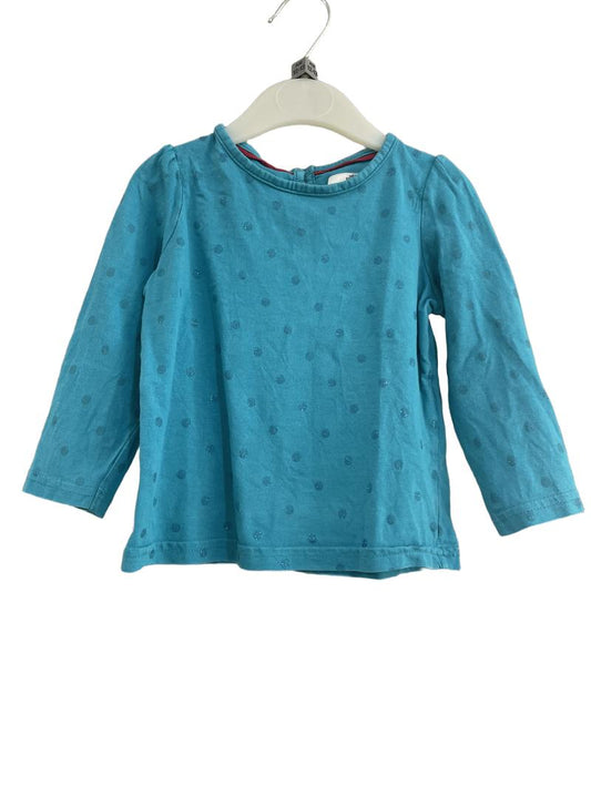 Preloved Marks & Spencer - Teal Long Sleeve Top With Glitter Polka Dots. (12-18m)