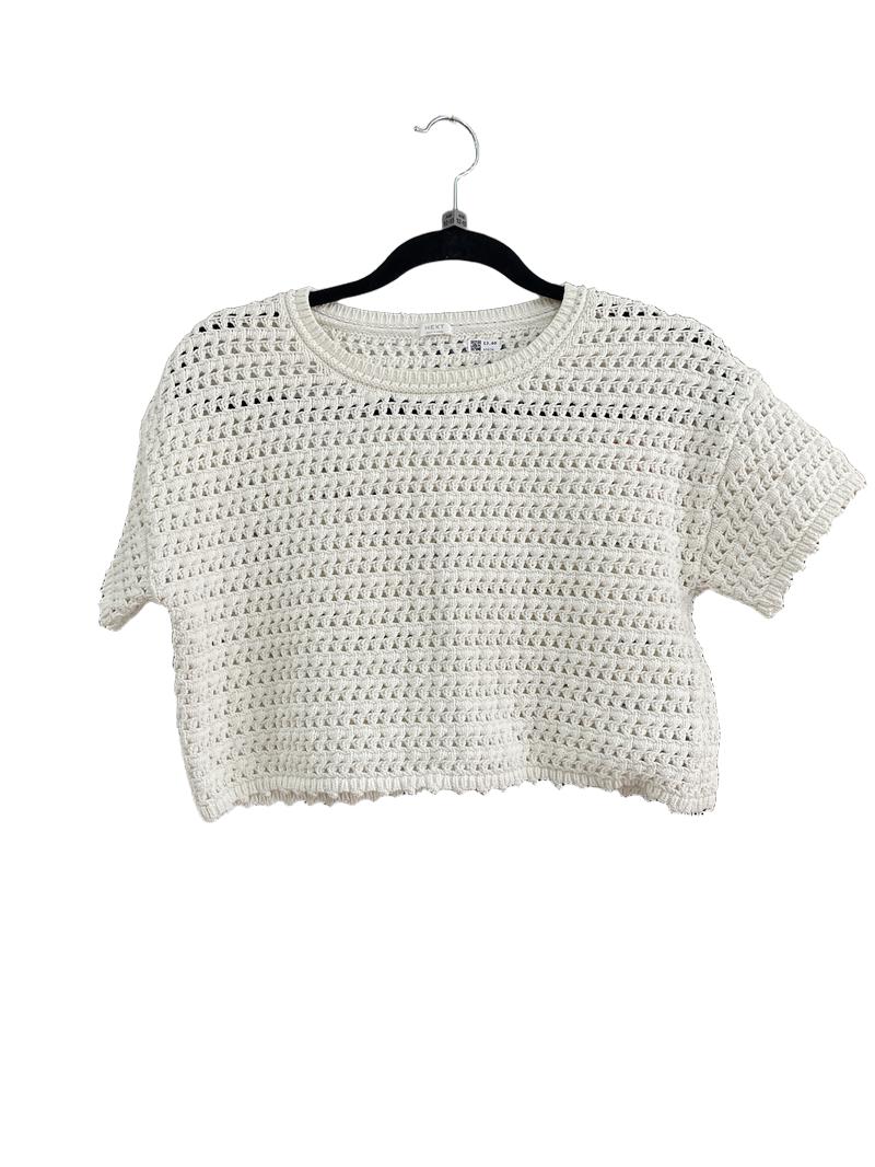 Preloved Next - White Crochet Short-sleeved Top (12-13y)