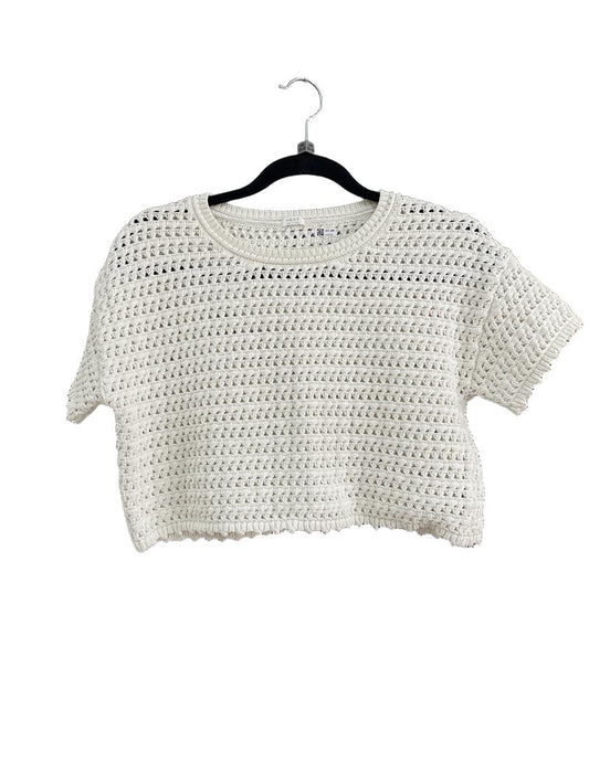 Preloved Next - White Crochet Short-sleeved Top (12-13y)