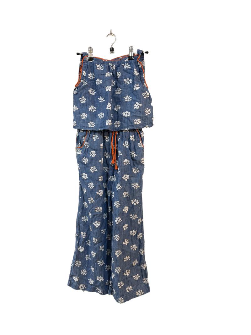 Preloved Boden - Blue Chambray Floral Print Sleeveless Jumpsuit (11-12y)