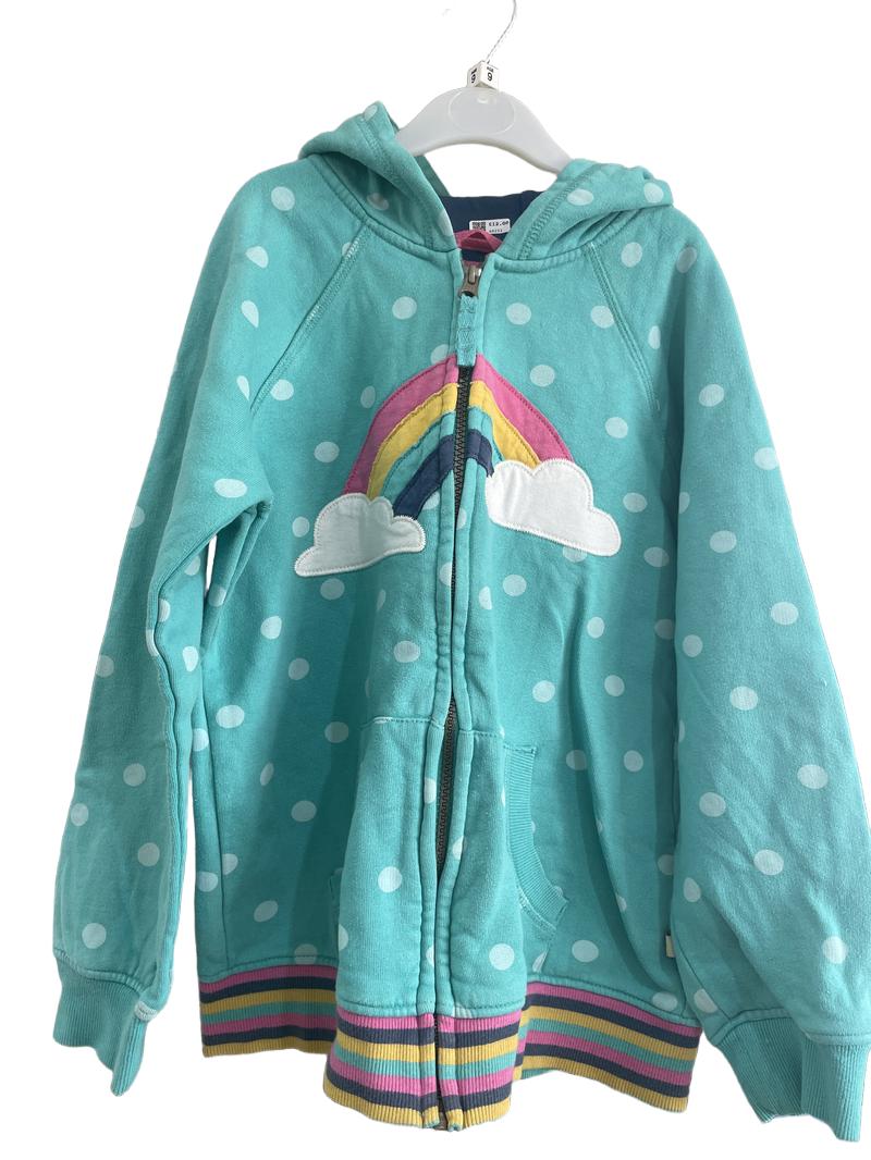 Preloved Frugi - Green Polka Dot Rainbow Zip Hoodie (9-10y) - Top