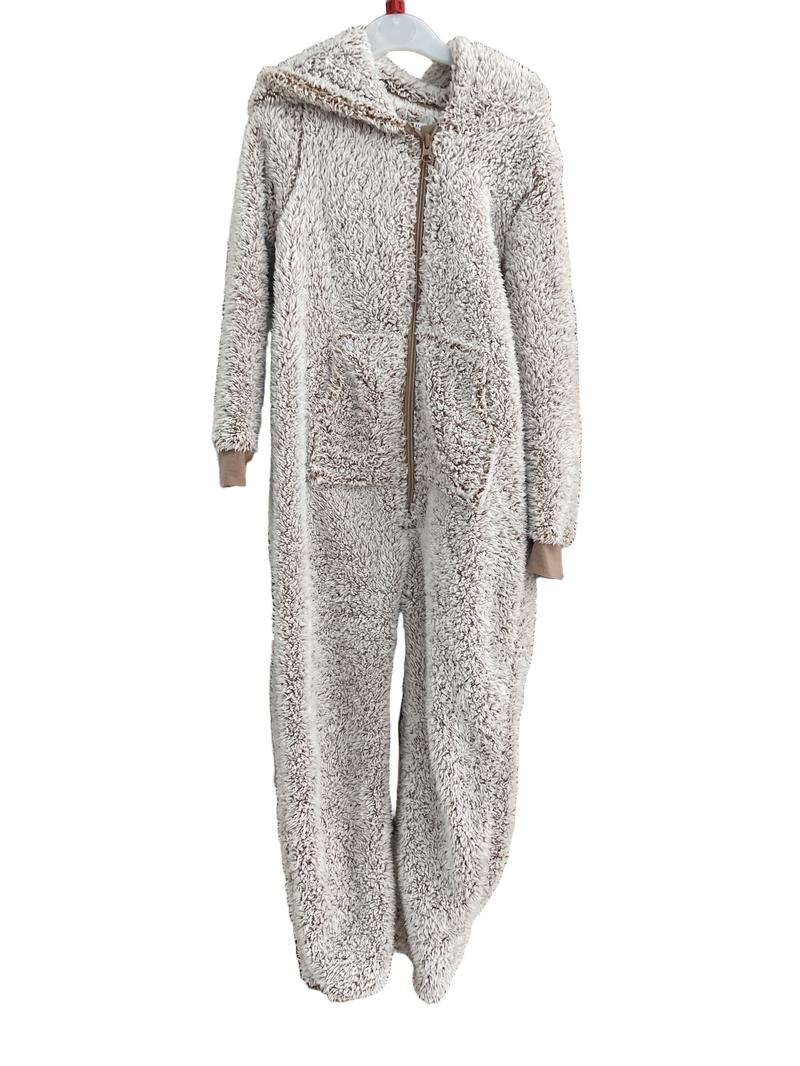Preloved John Lewis - Brown Fleece Borg Bear Onesie (8-9y)