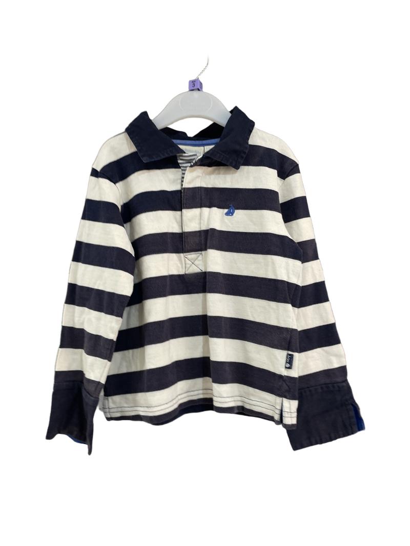 Preloved Jojo Maman Bebe - Navy White Stripe Rugby Shirt (3-4y)