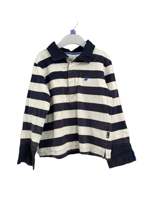 Preloved Jojo Maman Bebe - Navy White Stripe Rugby Shirt (3-4y)