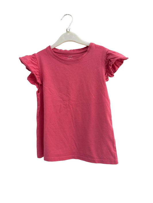 Preloved John Lewis - Dark Pink Frill Sleeve T-shirt (8-9y)