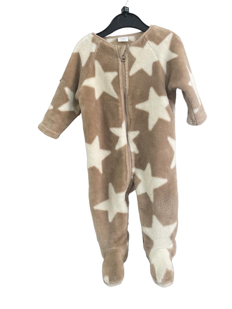 Preloved Next - Fluffy Zip Up Onesie/Sleepsuit. Stars. (3-6m)