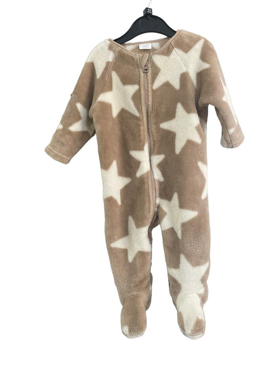 Preloved Next - Fluffy Zip Up Onesie/Sleepsuit. Stars. (3-6m)
